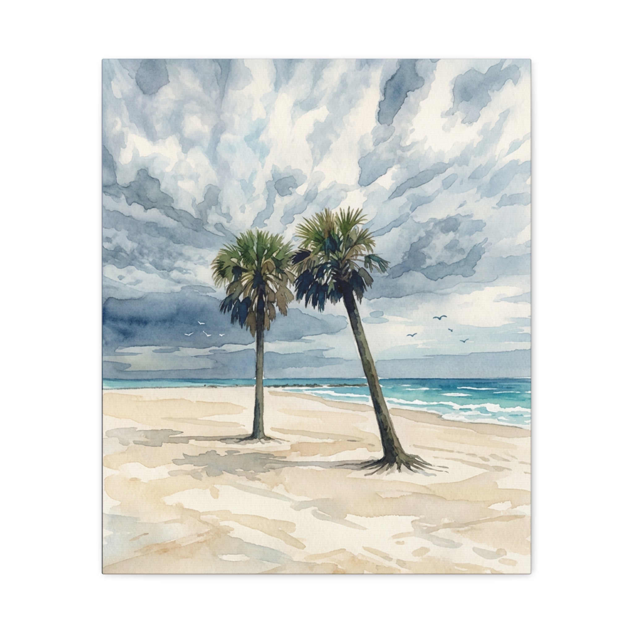 Coastal Palm Beach Canvas Print — Matte Stretched Wall Art