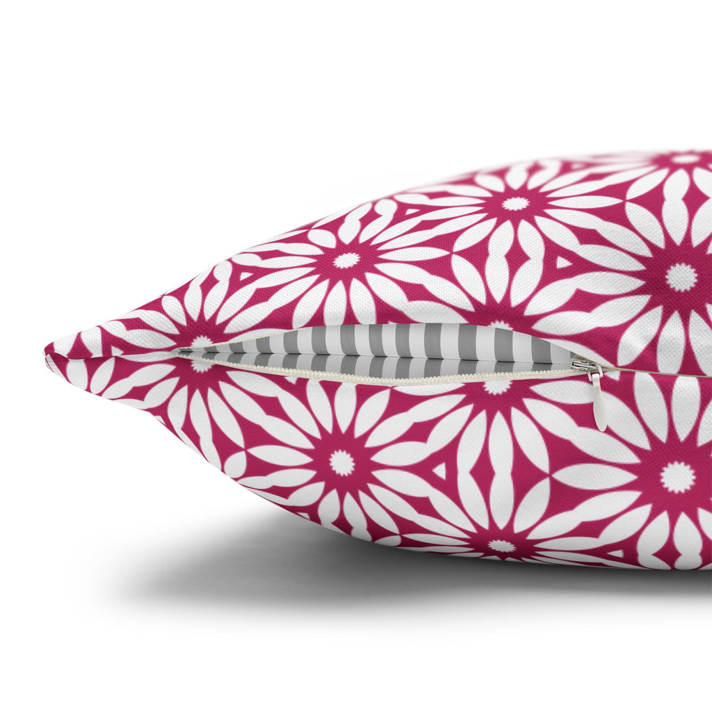 Pink and White Daisy Decorative Pattern THROW PILLOW COVER