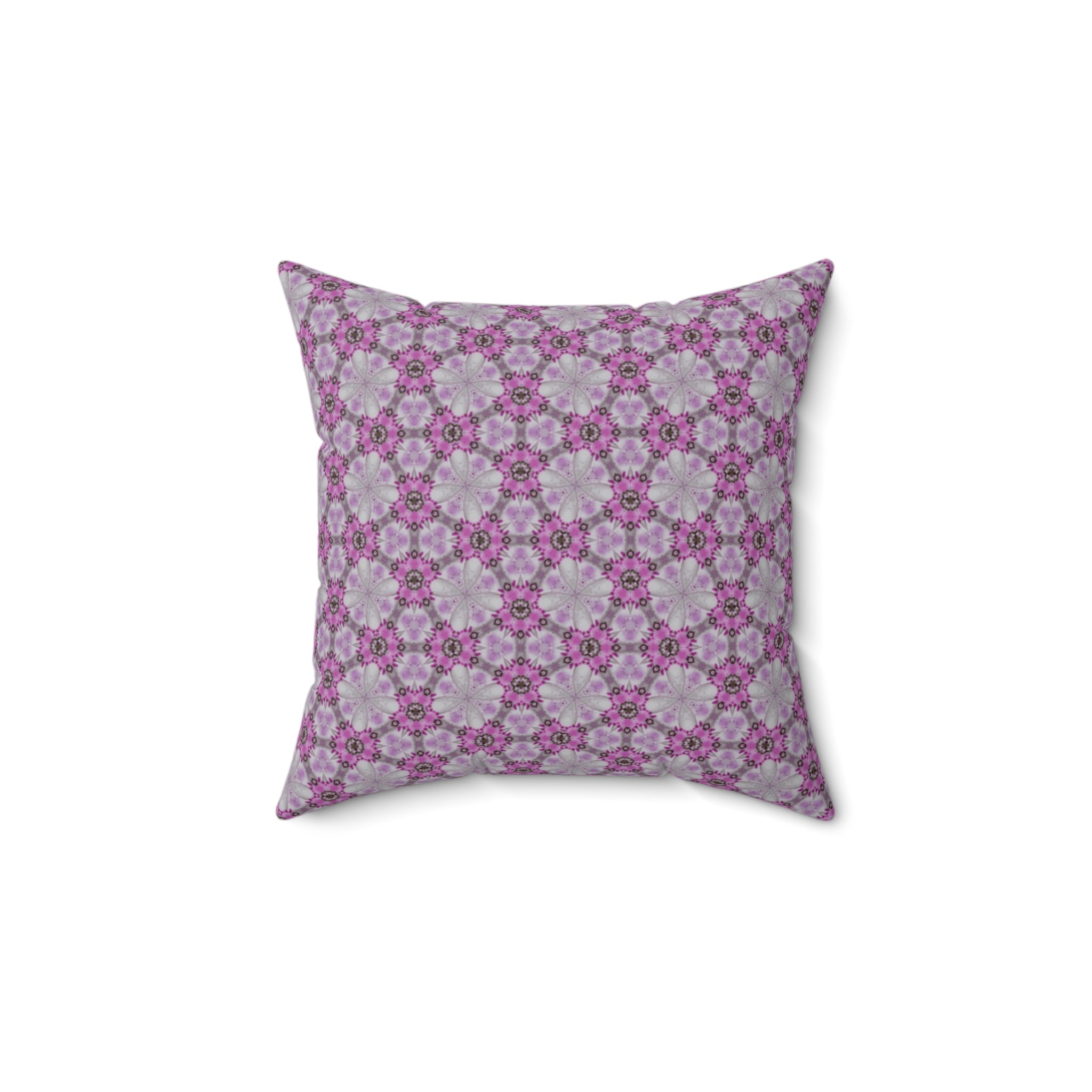 Pink Floral Square Pillow — Decorative Throw Pillow