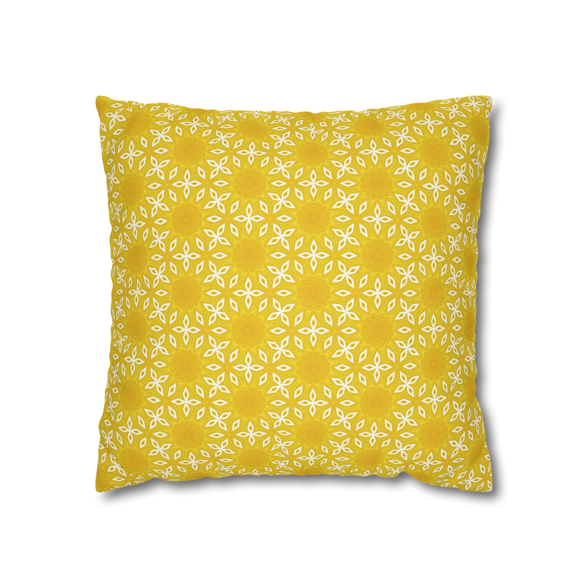 Sunny Blooms Yellow Pattern Decorative THROW PILLOW COVER — Square Throw Pillow Cover