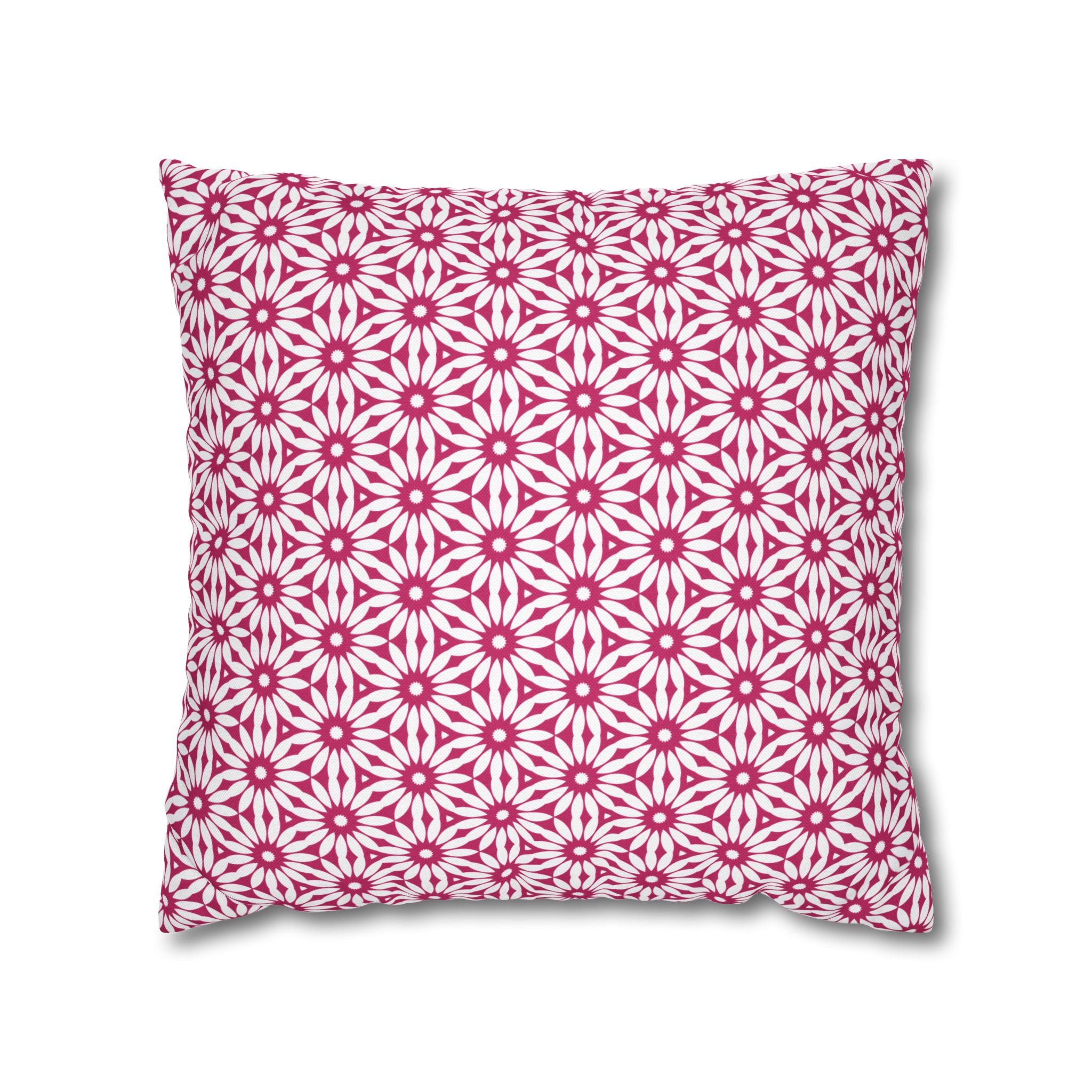 Pink and White Daisy Decorative Pattern THROW PILLOW COVER