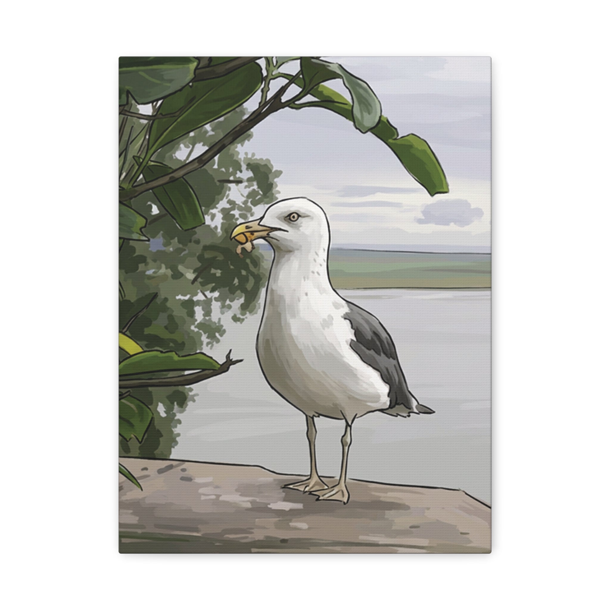 Seagull Coastal Art Canvas — Matte Stretched Wall Decor