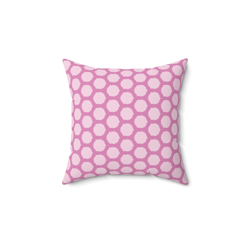Pink Honeycomb Pattern Pillow — Decorative Square Throw Pillow