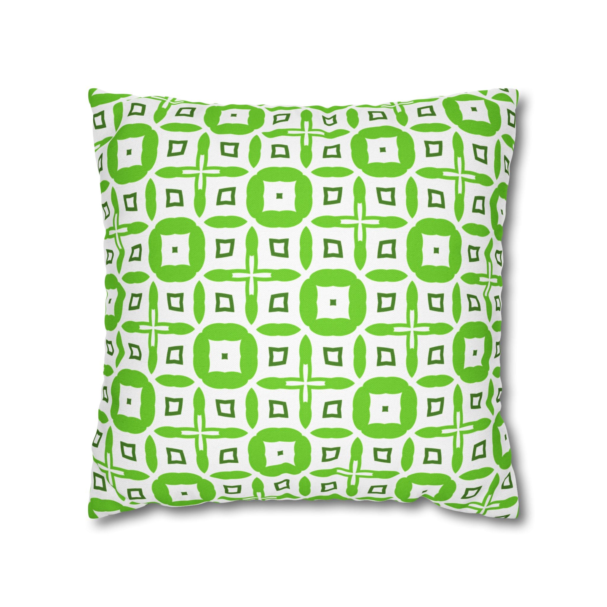 Green Geometric Square THROW PILLOW COVER — Modern Tossed Tile Pattern Decorative Throw Pillow Cover