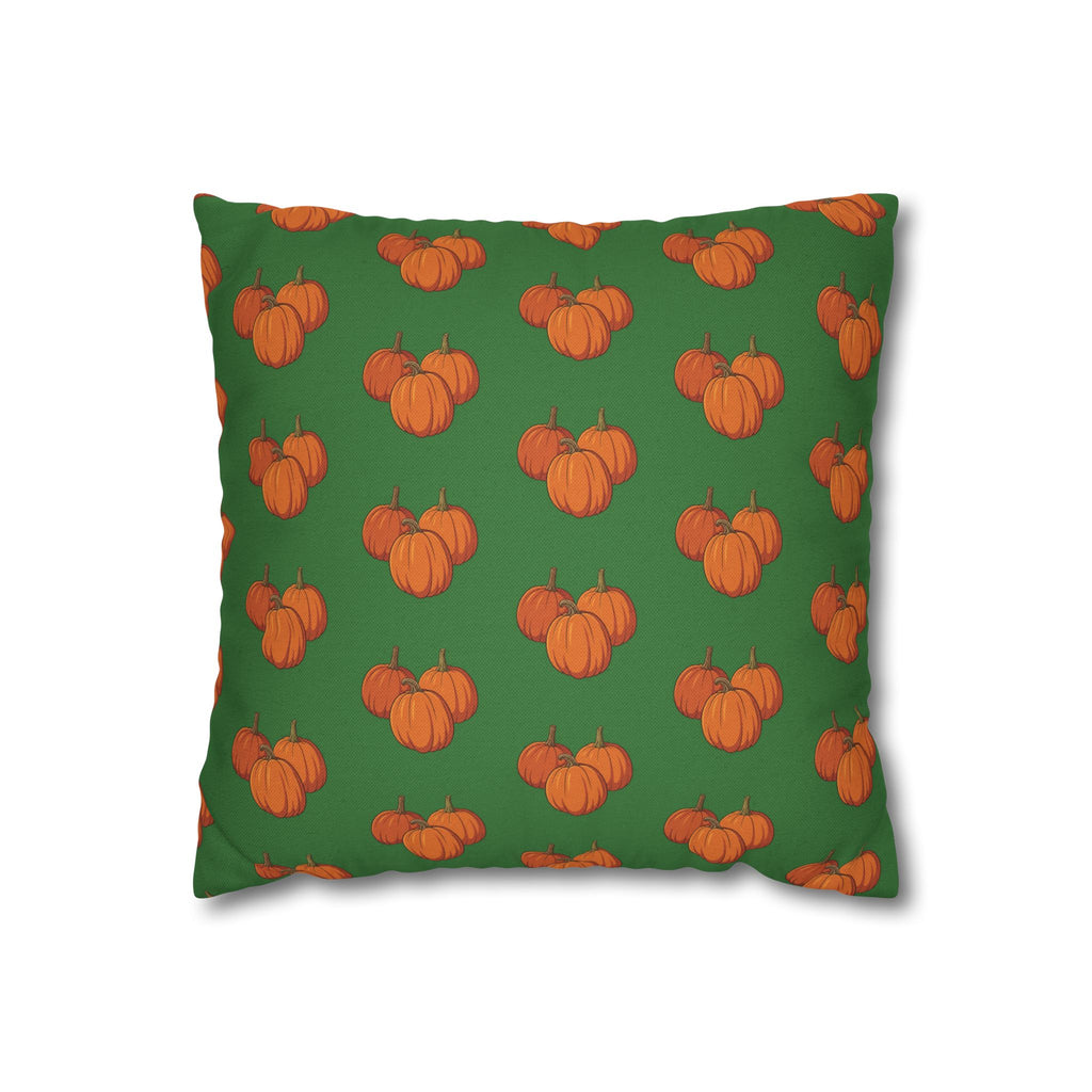 Green Autumn Pumpkin Pattern THROW PILLOW COVER — Fall Decorative Throw Pillow Cover