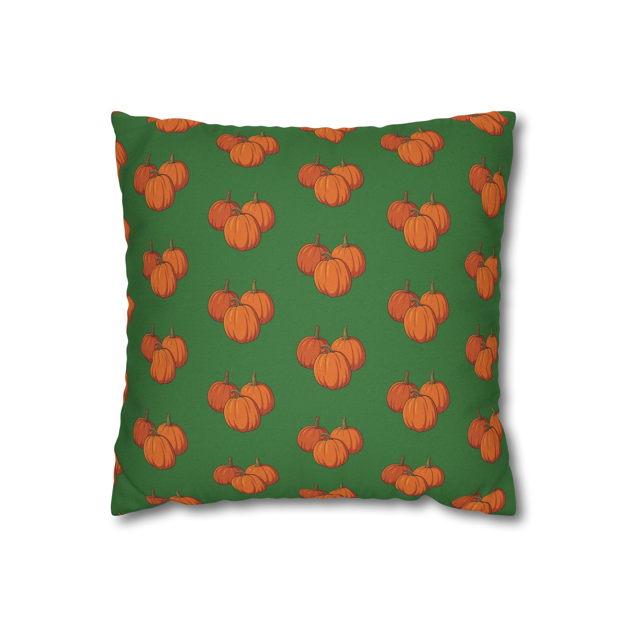 Green Autumn Pumpkin Pattern THROW PILLOW COVER — Fall Decorative Throw Pillow Cover
