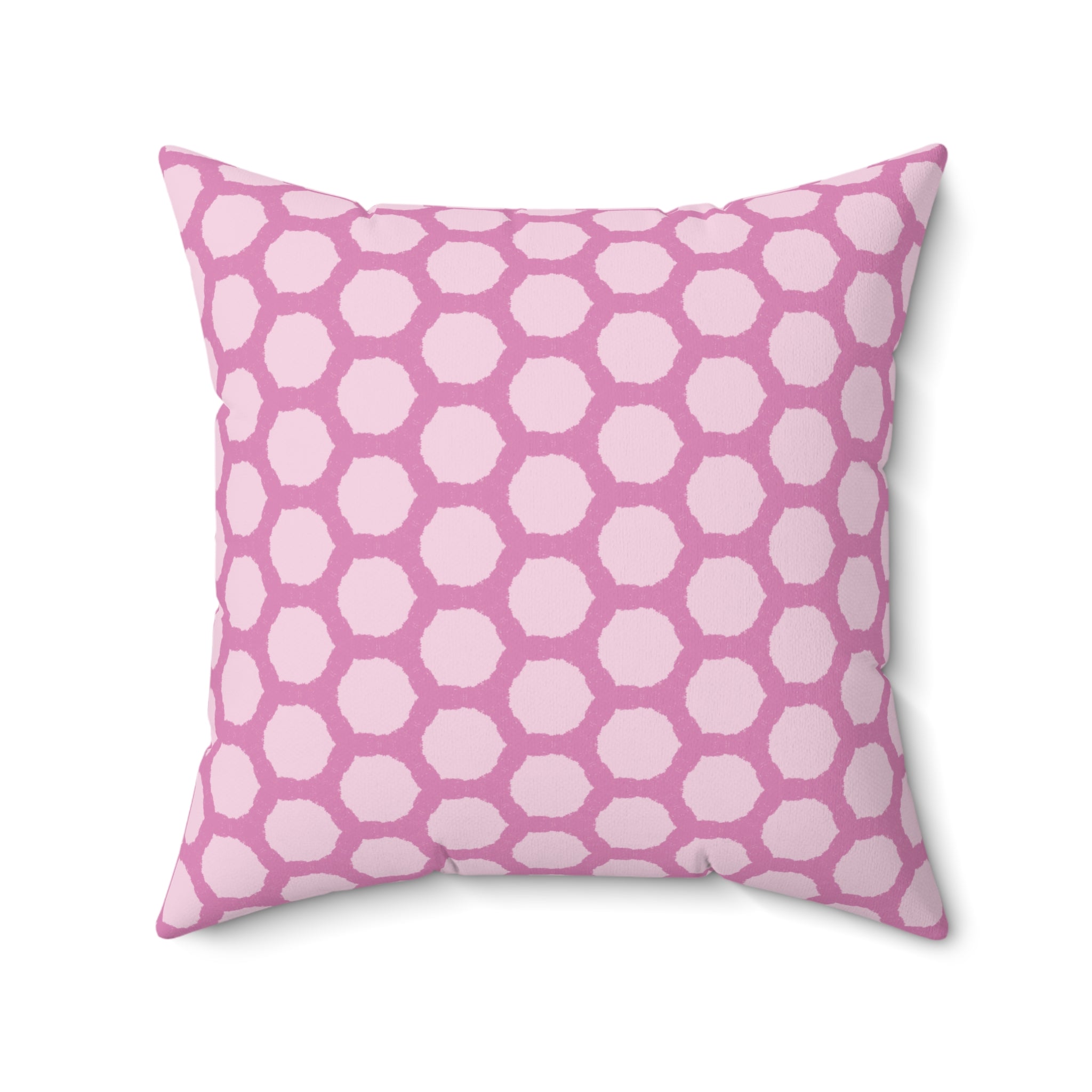 Pink Honeycomb Pattern Pillow — Decorative Square Throw Pillow