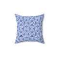 Blue Flower Decorative Pillow — Geometric Floral Pattern Square Throw Pillow