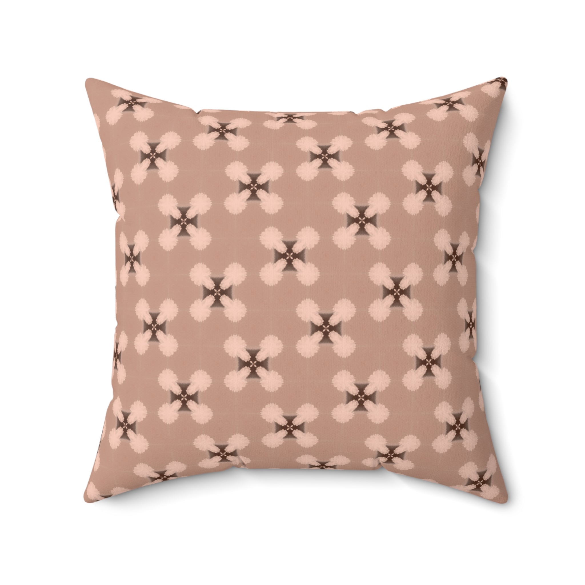 Blush Floral Pattern Square Pillow — Modern Boho Decorative Cushion