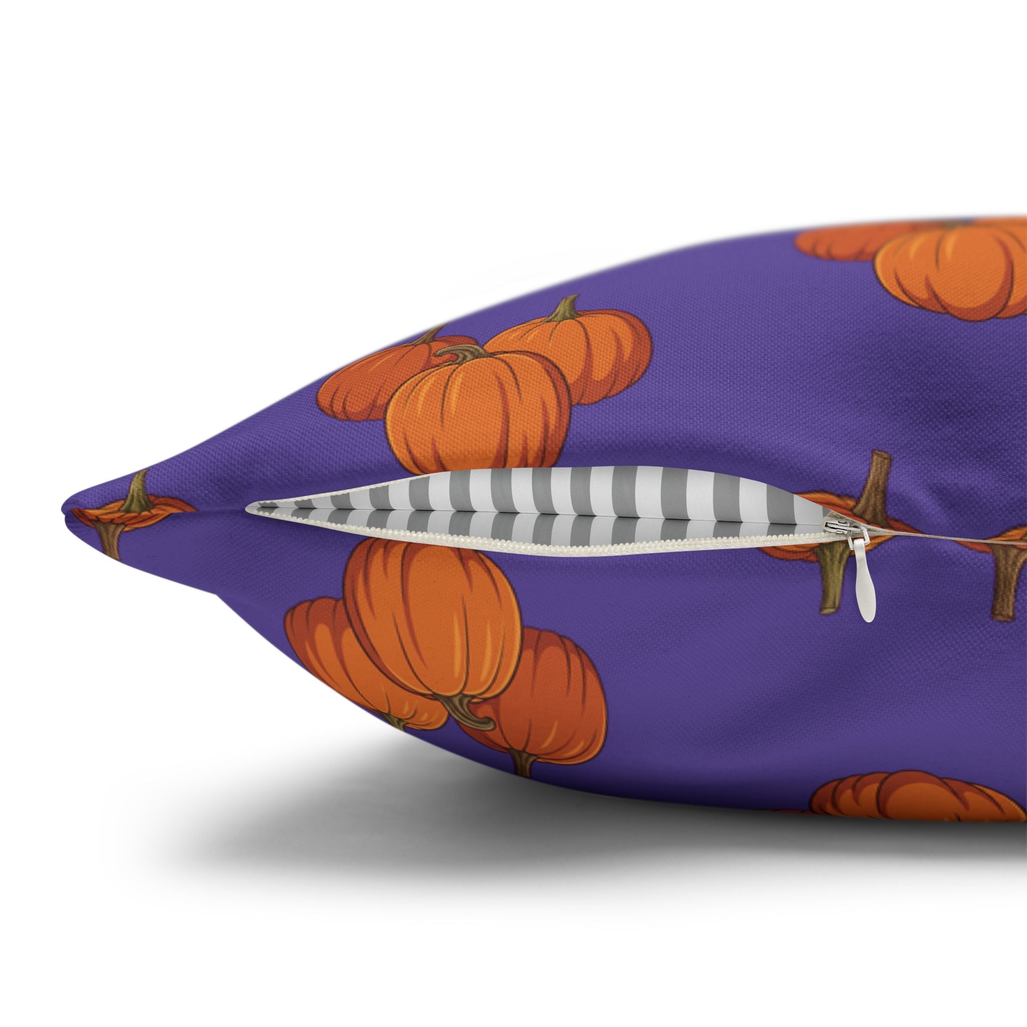 Purple Autumn Pumpkin Pattern THROW PILLOW COVER — Orange Pumpkins on Purple Decorative Throw Pillow