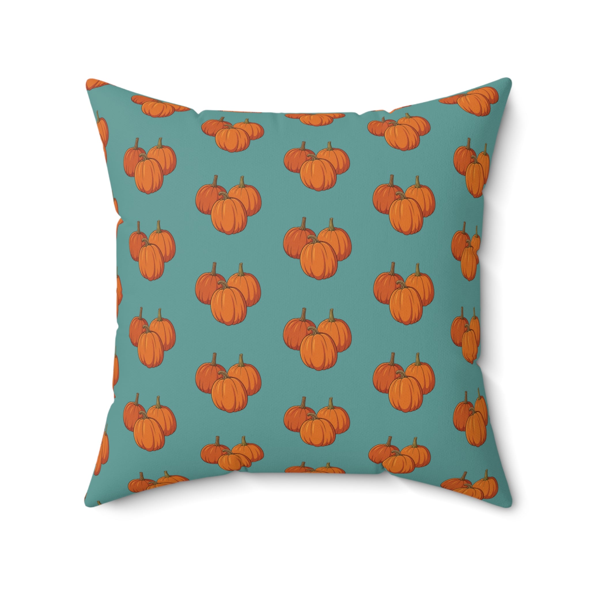 Teal Autumn Pumpkin Pattern Throw Pillow — Fall Decorative Accent Cushion