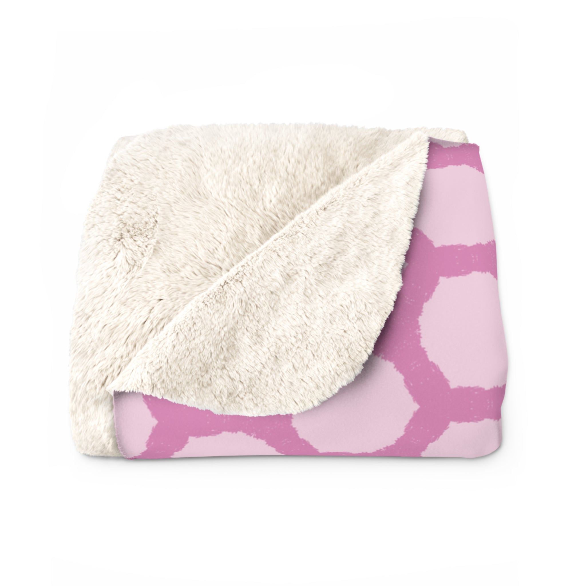 Pink Honeycomb Sherpa Blanket – Cozy Fleece Throw for Home & Gift