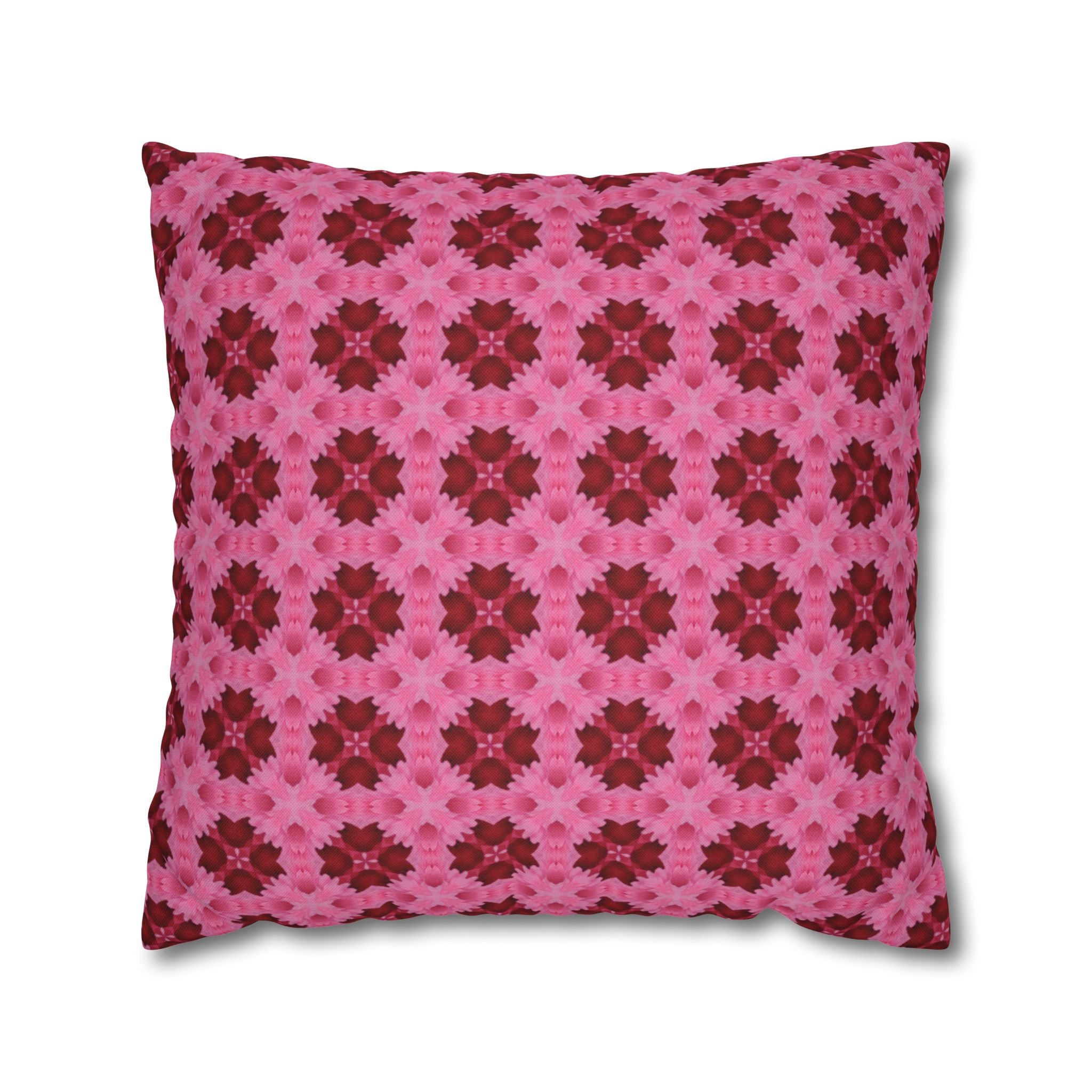 Pink Floral Geometric THROW PILLOW COVER — Decorative Square Pillow Cover