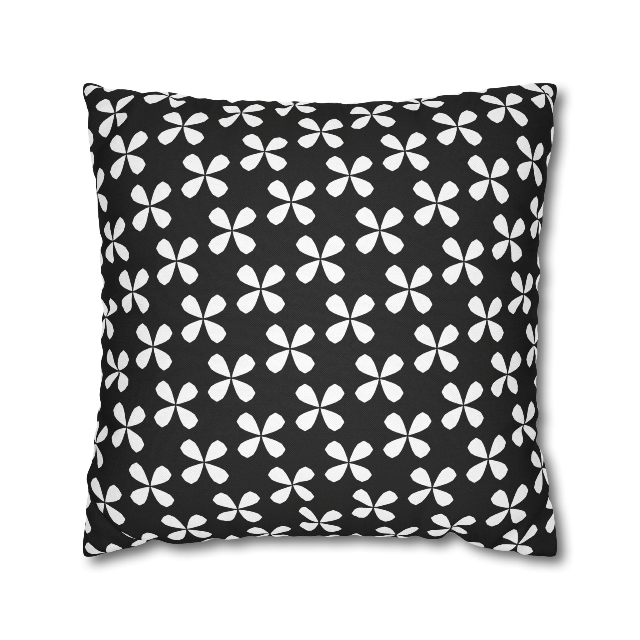 Black Floral Pattern THROW PILLOW COVER — Modern Geometric Decorative Throw Pillow