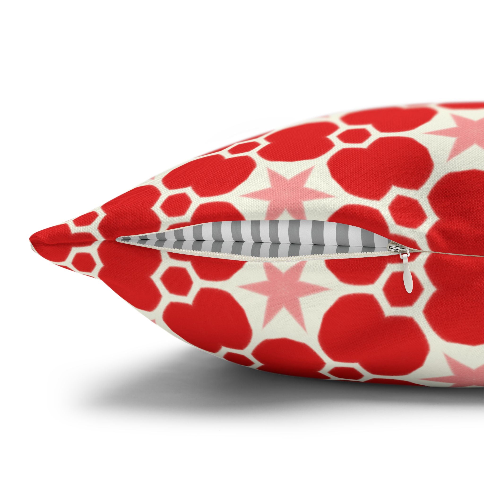 Red Floral Retro Pattern THROW PILLOW COVER — Modern Geometric Decor
