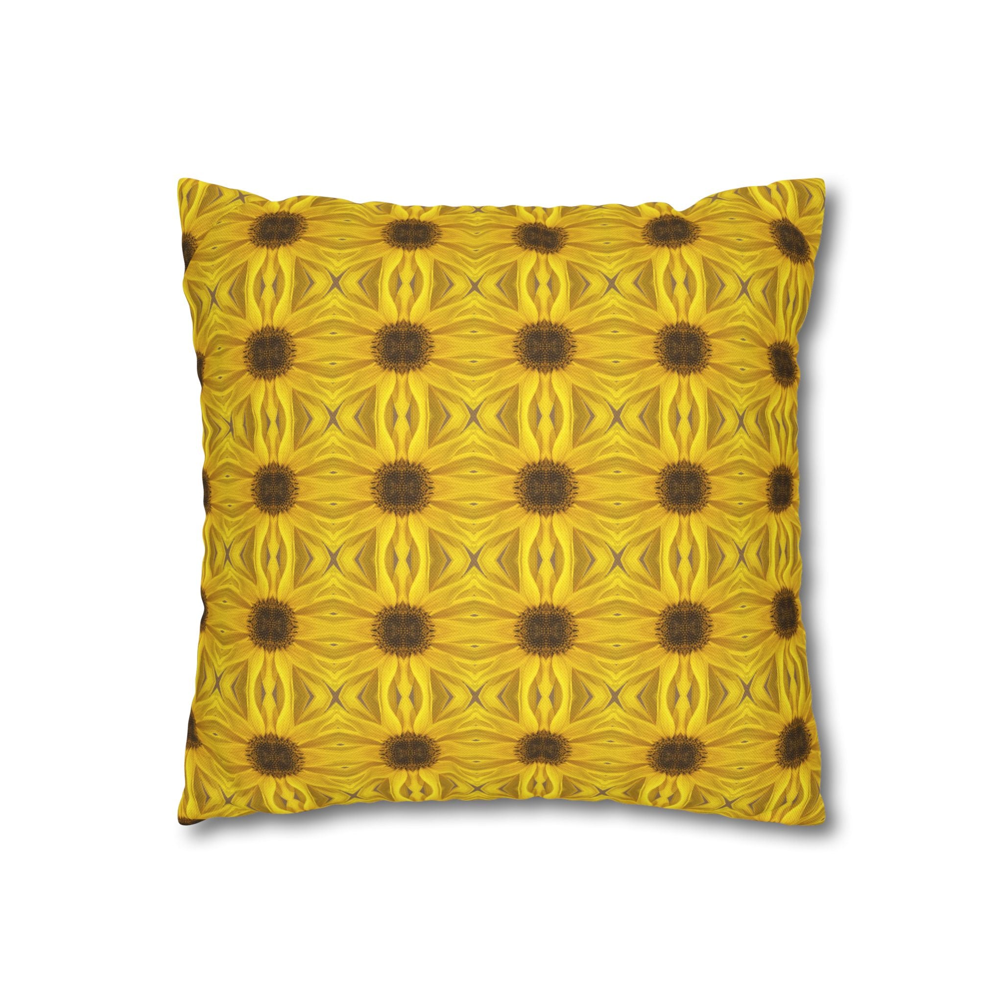 Sunflower Mosaic Decorative THROW PILLOW COVER — Yellow Floral Decorative Throw Pillow