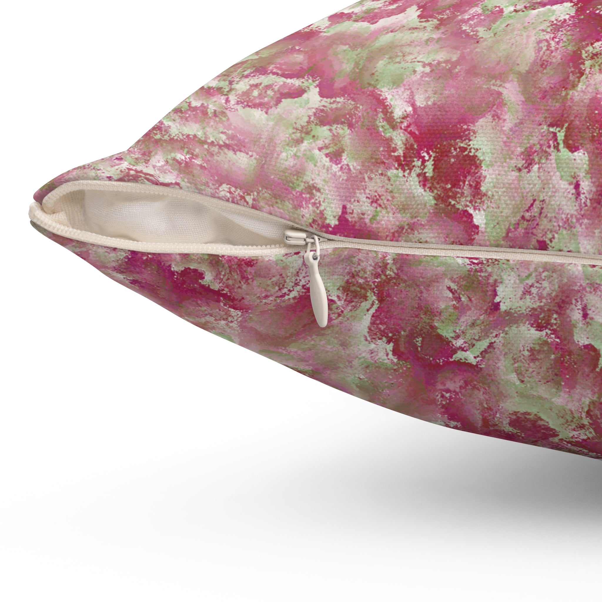 Pink Watercolor Floral Pillow — Soft Abstract Botanical Throw Pillow