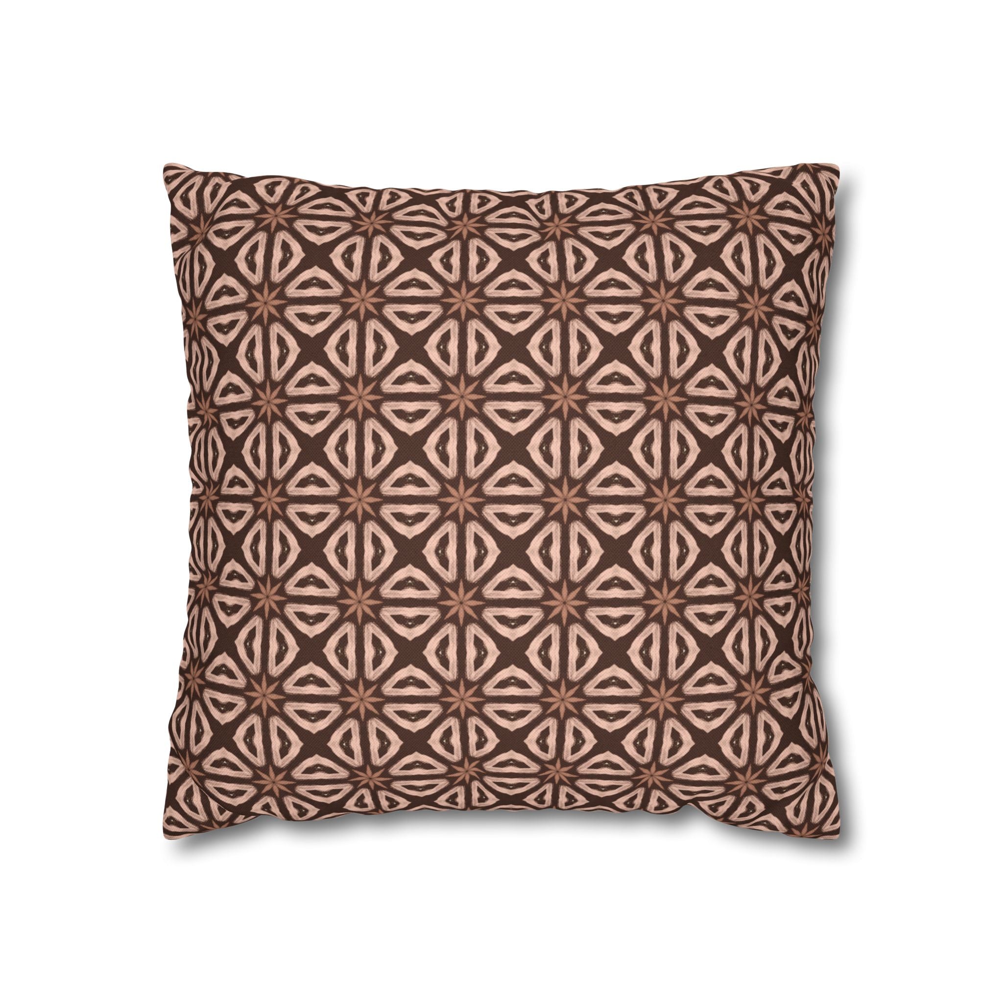 Chocolate Brown Floral Pattern THROW PILLOW COVER — Decorative Square Throw Pillow Cover