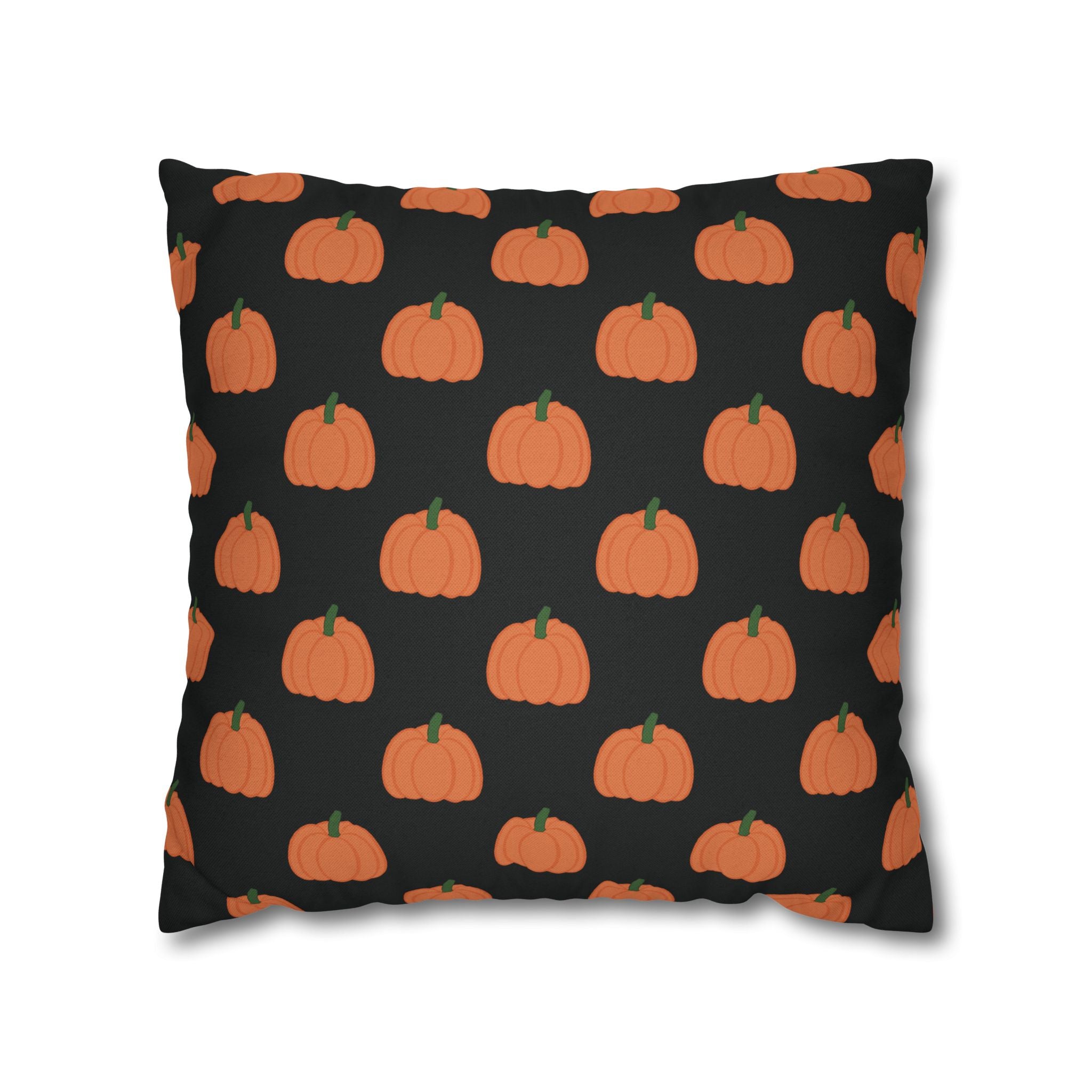 Black Halloween Pumpkin Pattern THROW PILLOW COVER — Halloween Fall Decorative Square Pillow Cover