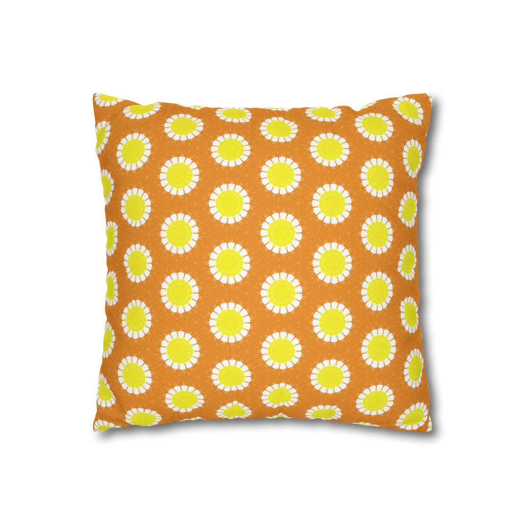 Retro Daisy Pattern THROW PILLOW COVER — Bright Orange & Yellow Decorative Cushion Cover