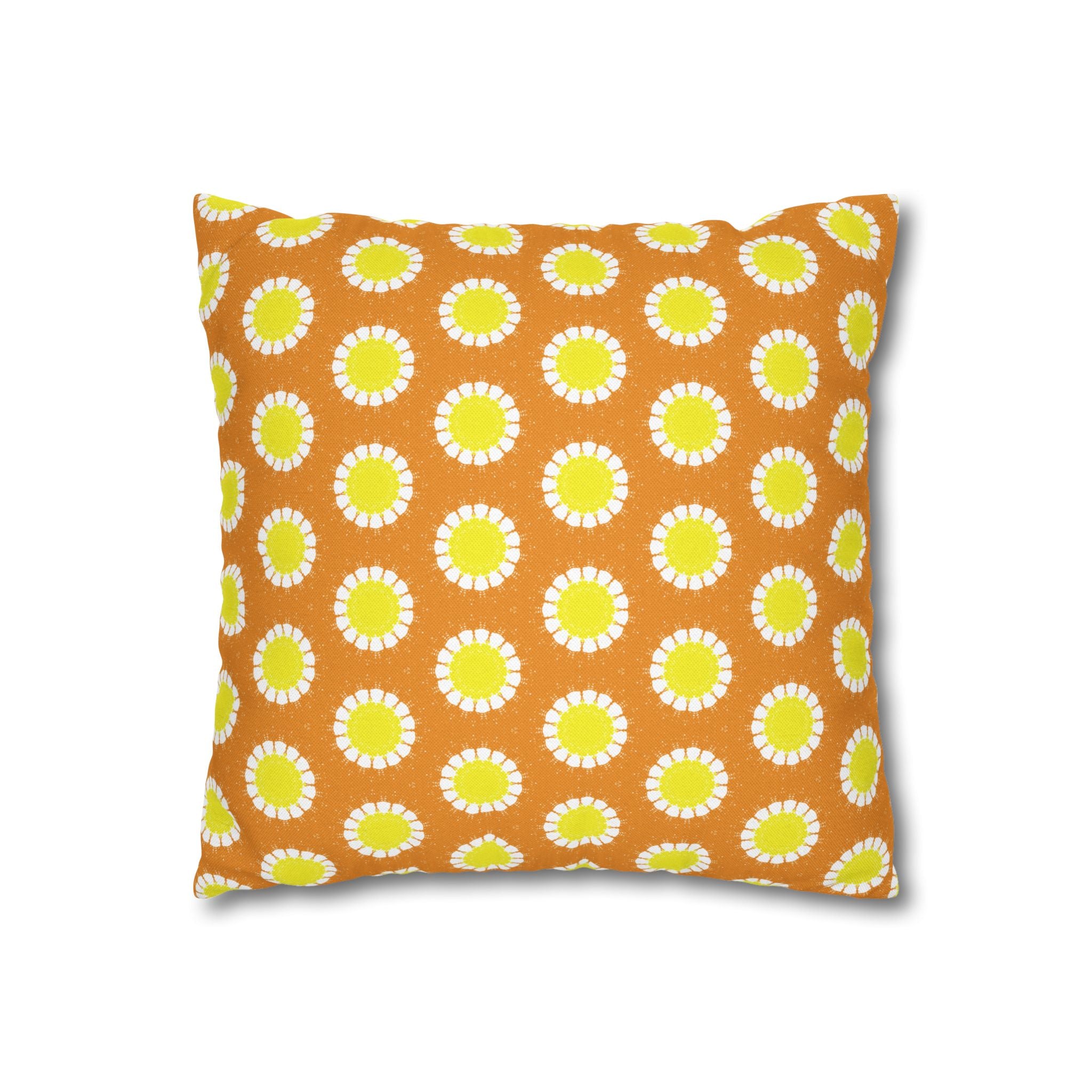 Retro Daisy Pattern THROW PILLOW COVER — Bright Orange & Yellow Decorative Cushion Cover