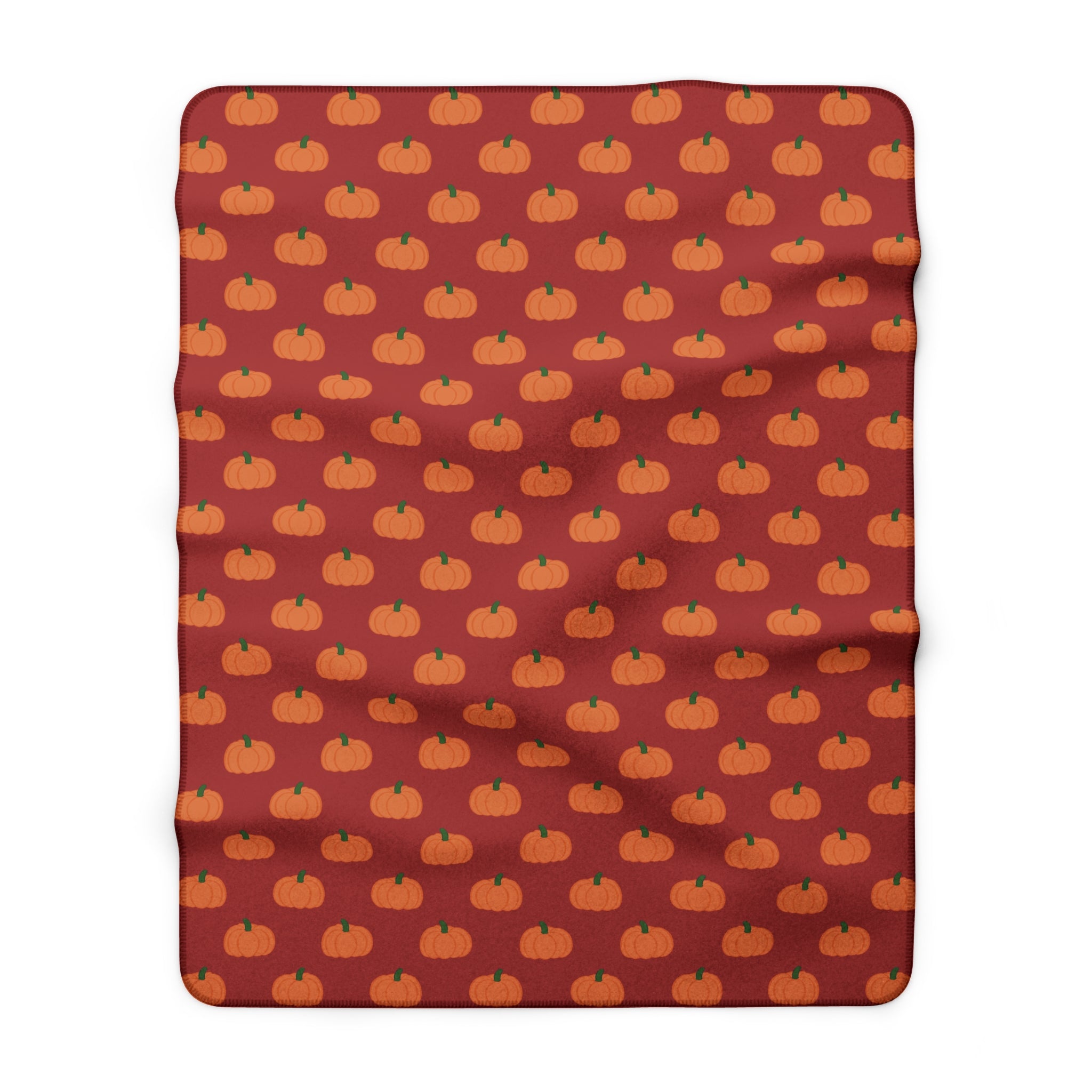 Burnt Orange Halloween Pumpkin Pattern Sherpa Blanket — Cozy Halloween Fall Throw