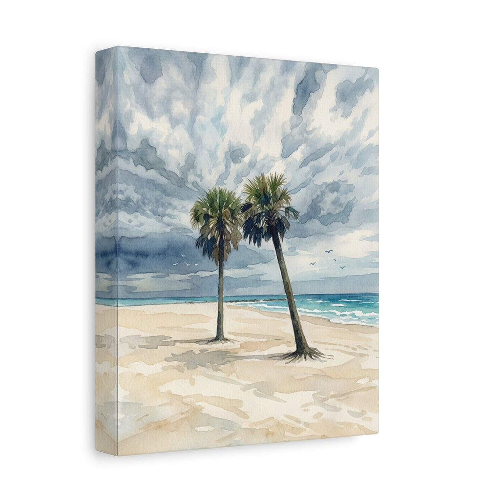 Coastal Palm Beach Canvas Print — Matte Stretched Wall Art