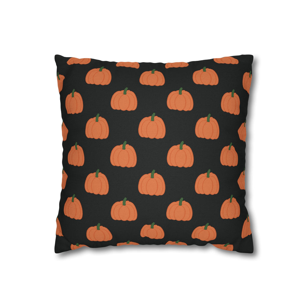 Black Halloween Pumpkin Pattern THROW PILLOW COVER — Halloween Fall Decorative Square Pillow Cover