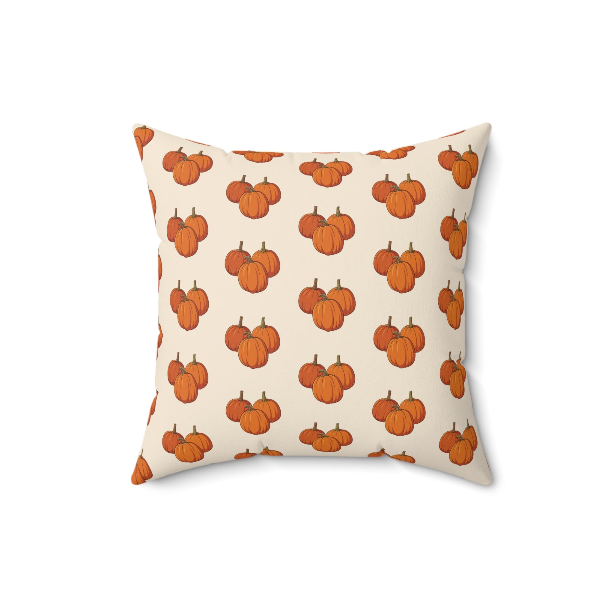 Cream Autumn Pumpkin Pattern Square Throw Pillow — Fall Decorative Accent