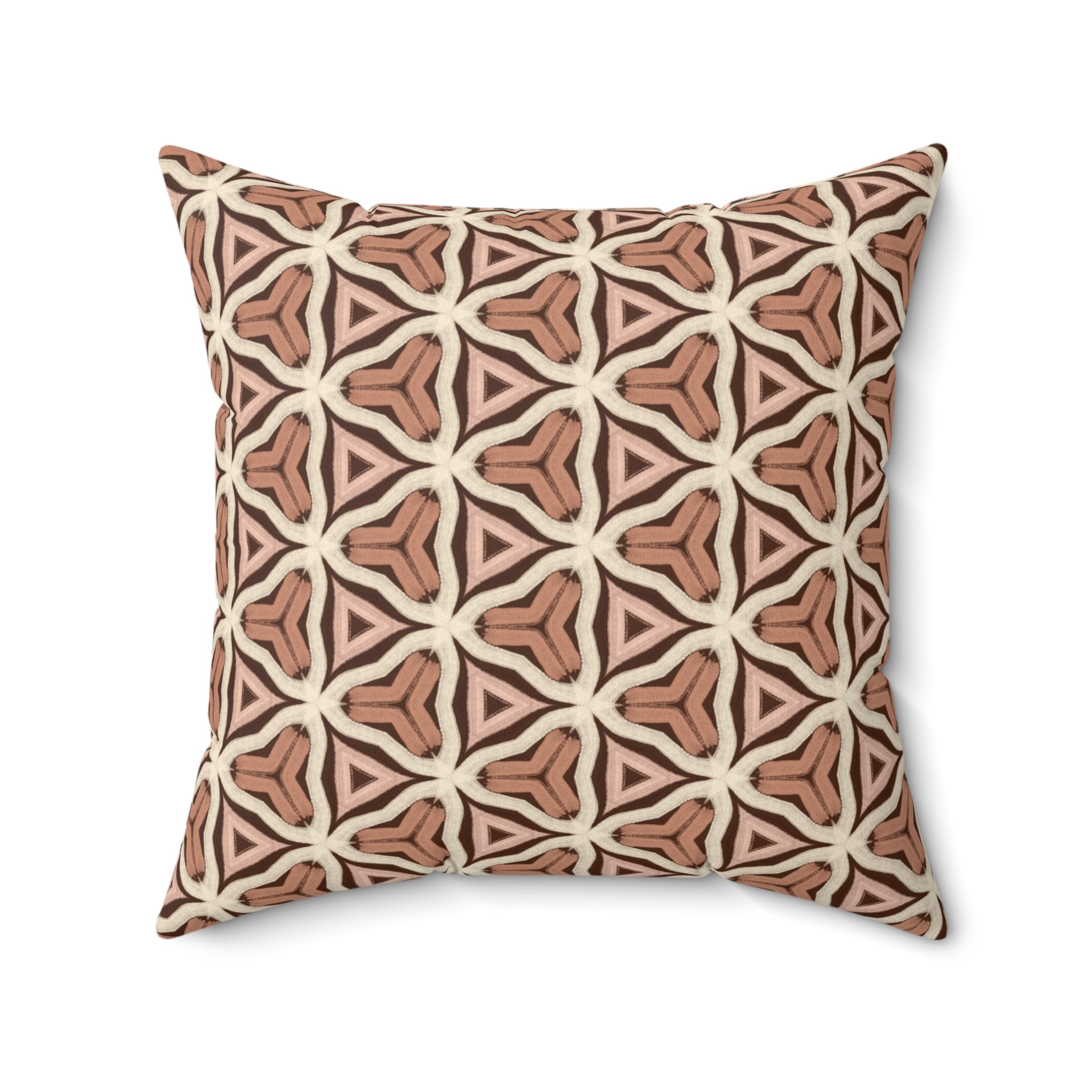 Earth Tone Tribal Pattern Square Pillow — Boho Terracotta Decorative Throw