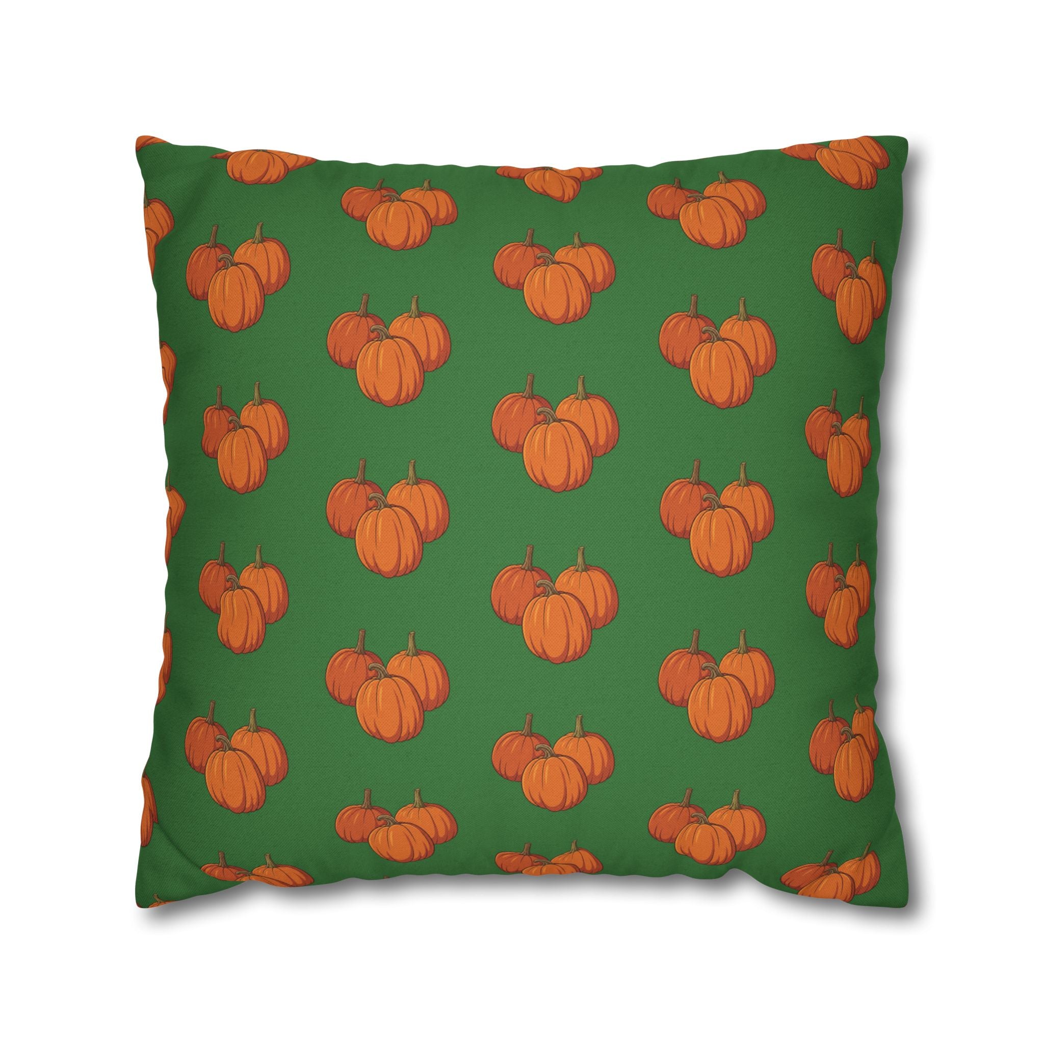 Green Autumn Pumpkin Pattern THROW PILLOW COVER — Fall Decorative Throw Pillow Cover