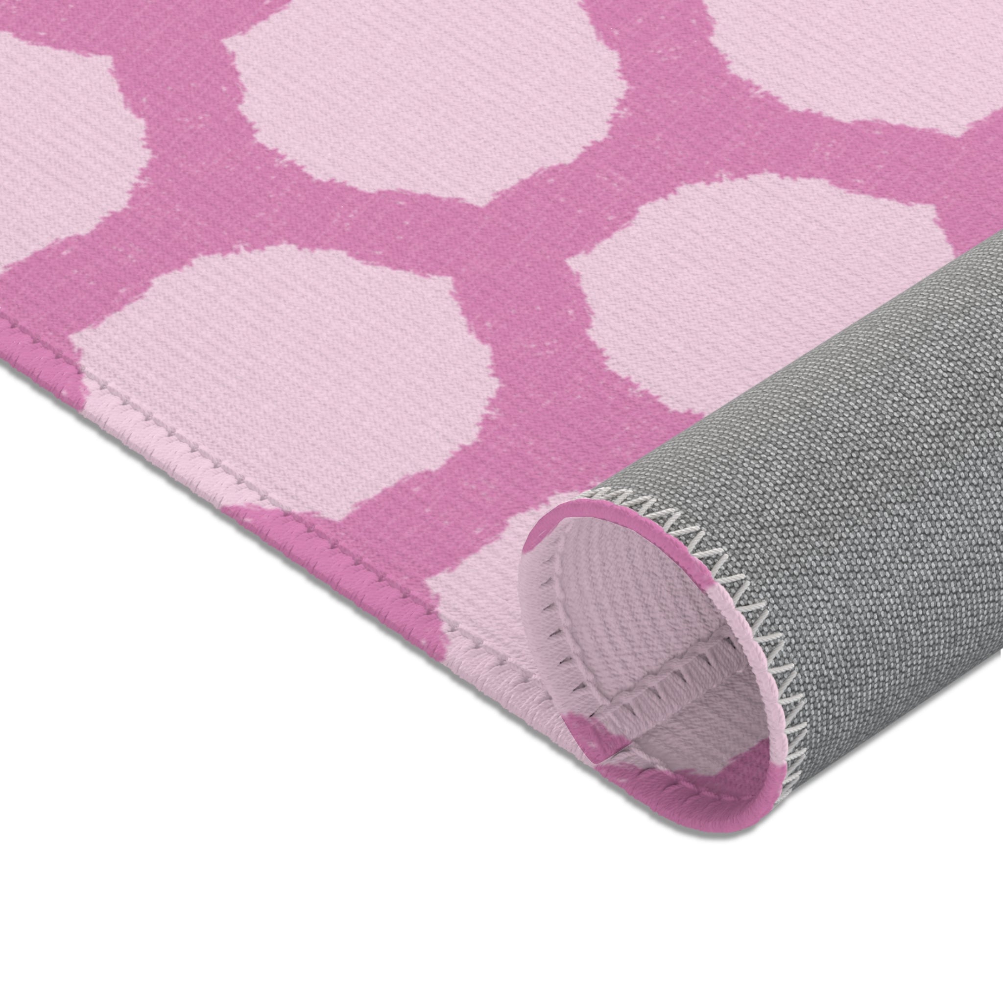 Pink Honeycomb Area Rug — Geometric Decorative Accent Rug for Nursery, Kids’ Room & Playroom