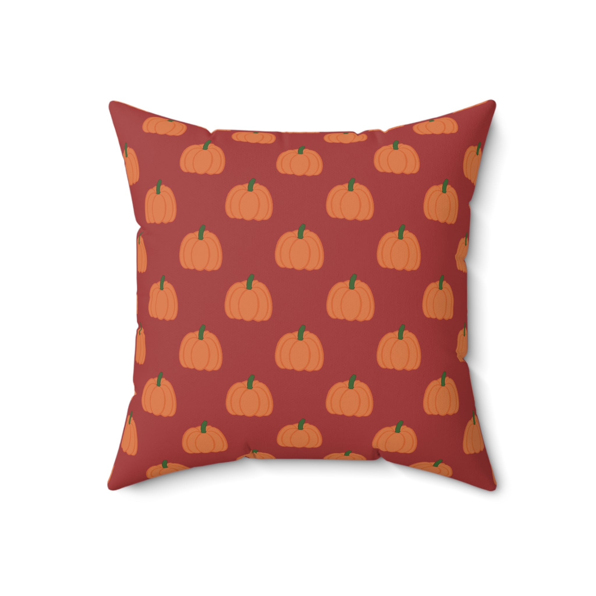 Burnt Orange Halloween Pumpkin Pattern Square Pillow — Halloween Fall Decorative Throw Pillow