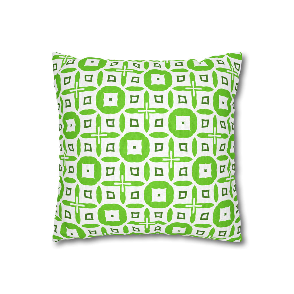 Green Geometric Square THROW PILLOW COVER — Modern Tossed Tile Pattern Decorative Throw Pillow Cover