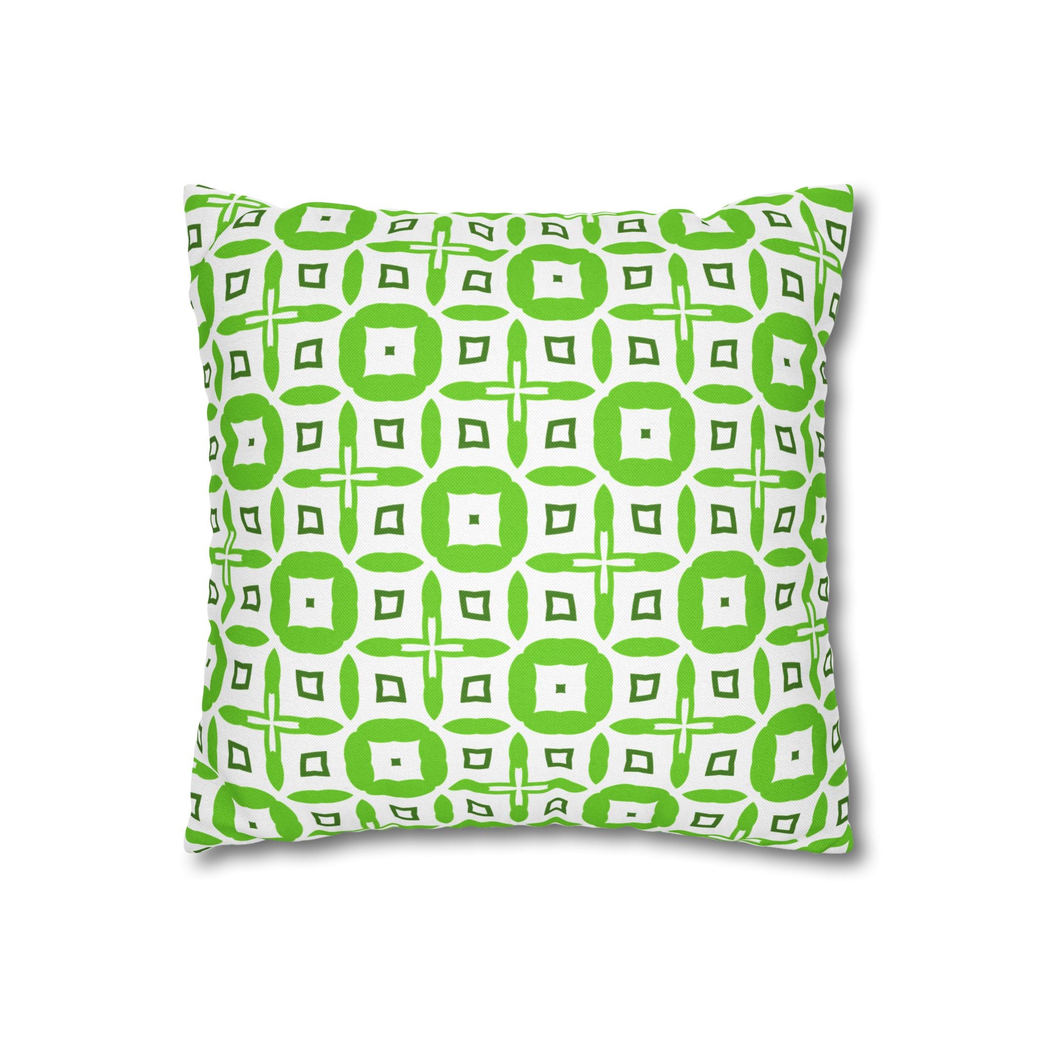 Green Geometric Square THROW PILLOW COVER — Modern Tossed Tile Pattern Decorative Throw Pillow Cover
