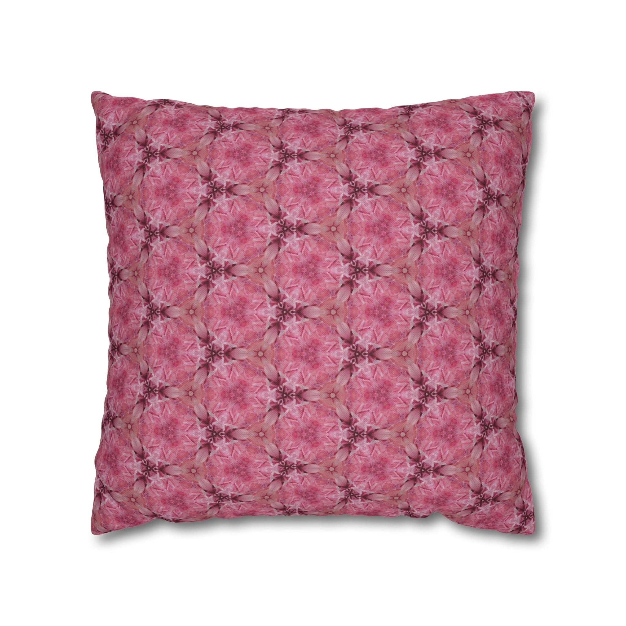 Pink Kaleidoscope THROW PILLOW COVER — Spun Polyester Square Pillow