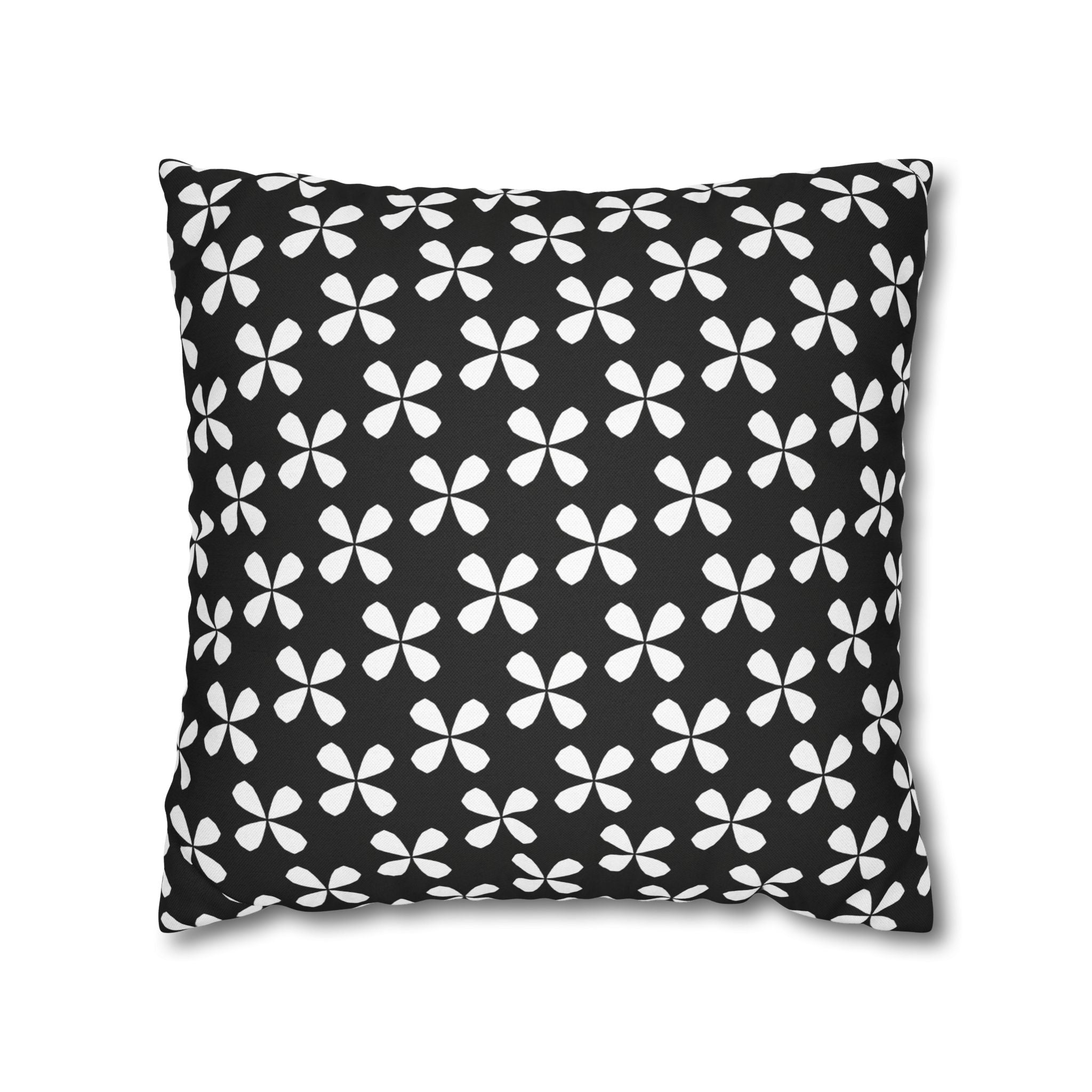 Black Floral Pattern THROW PILLOW COVER — Modern Geometric Decorative Throw Pillow