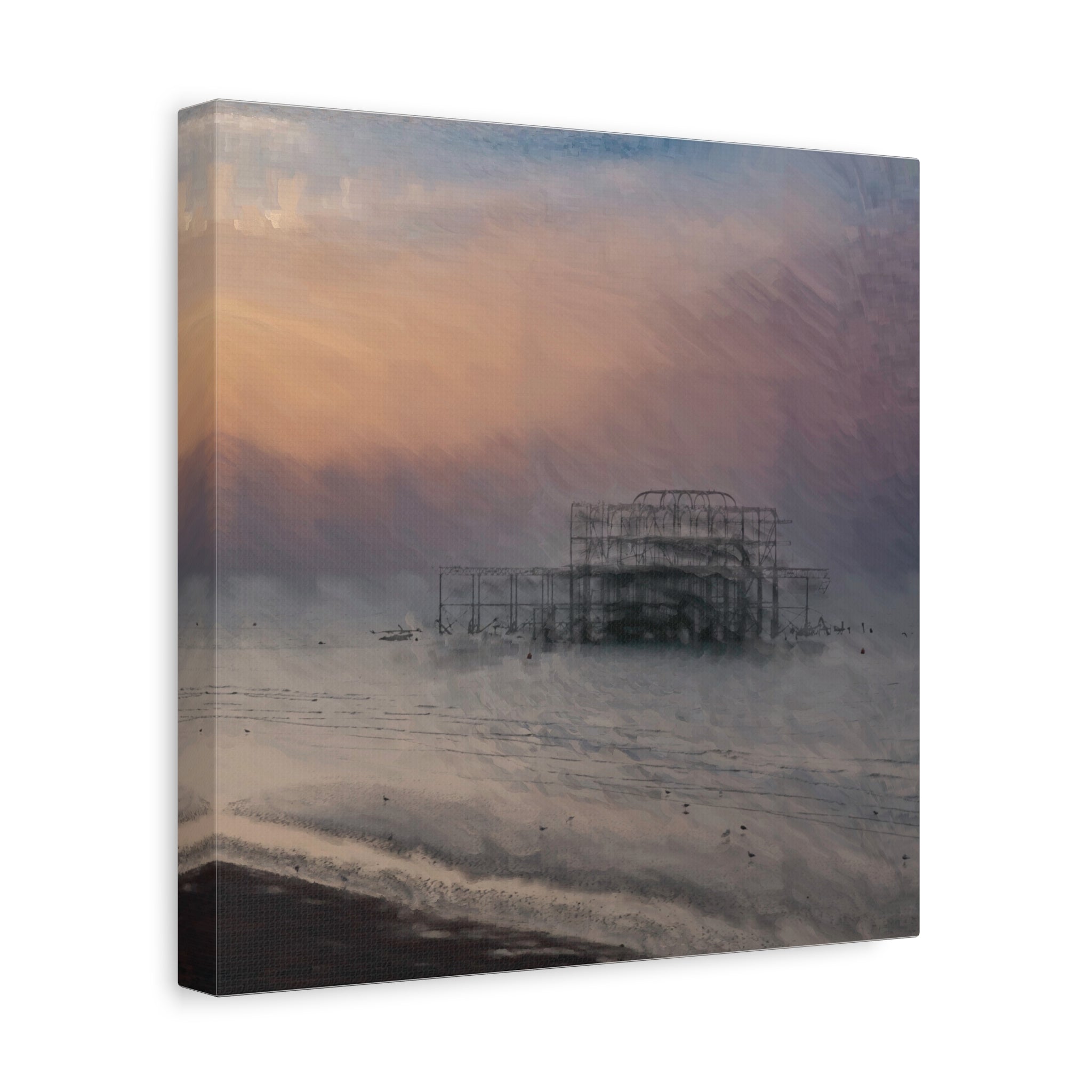 Matte Canvas Wall Art - West Pier Brighton, Ethereal Beachscape, Coastal Decor, Ocean Wall Hanging, Abstract Landscape Print, Gift for Art Lovers