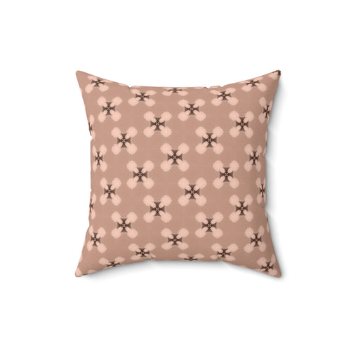Blush Floral Pattern Square Pillow — Modern Boho Decorative Cushion