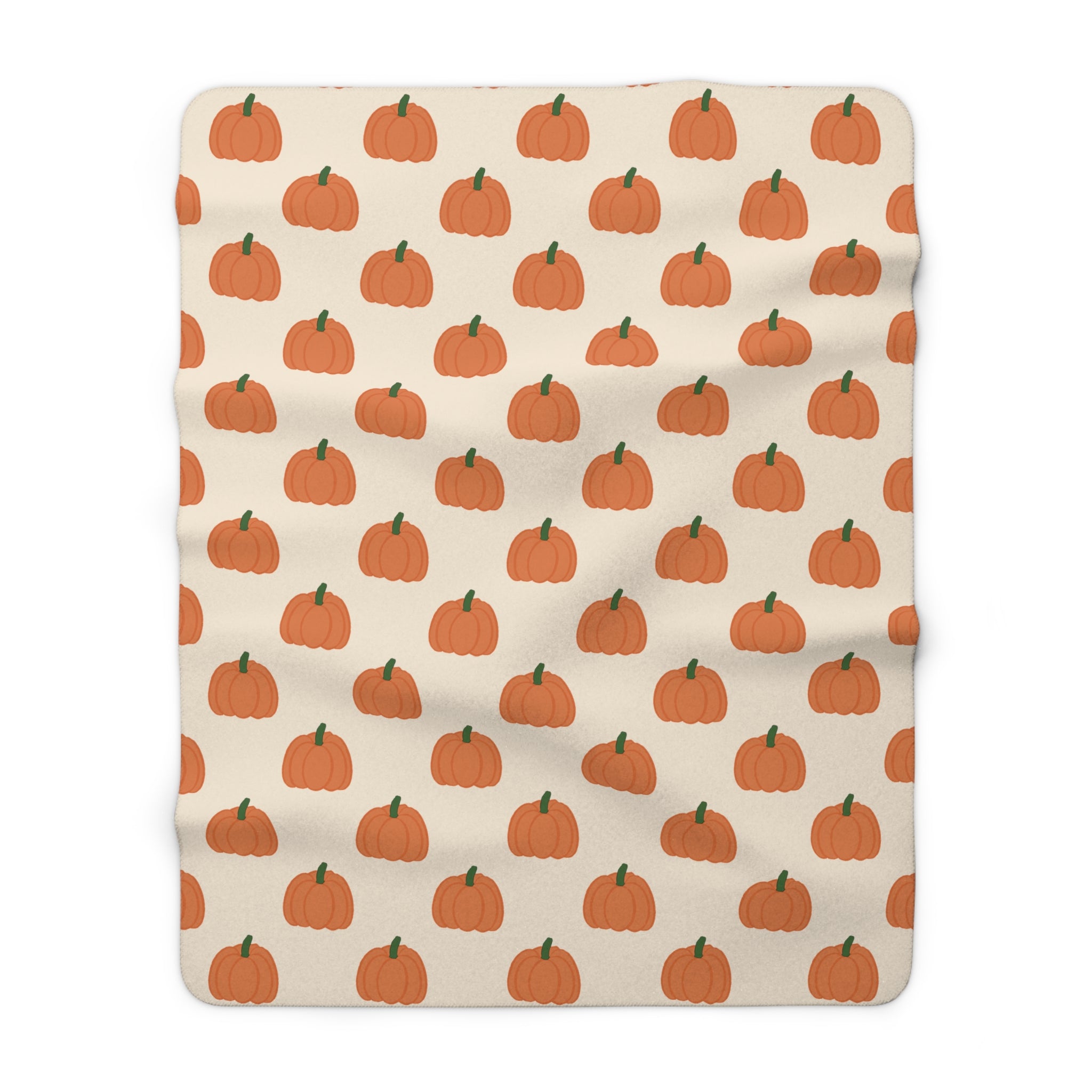 Cream Halloween Pumpkin Pattern Sherpa Blanket — Cozy Halloween Fall Throw