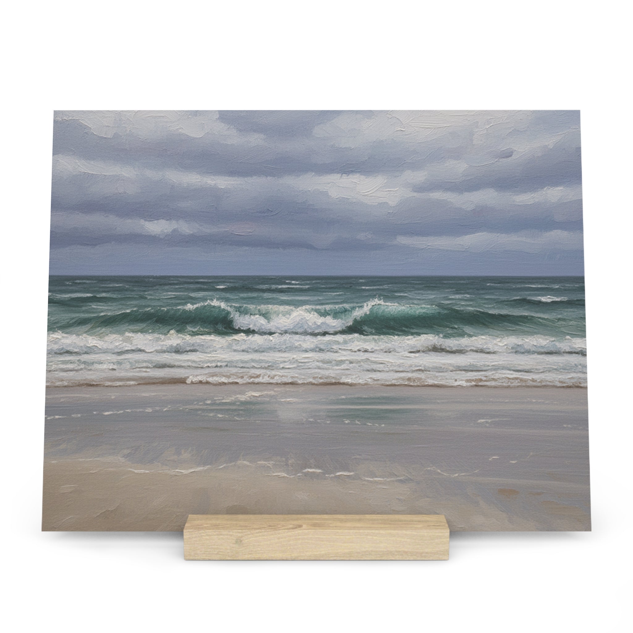 Cornwall Seascape Gallery Board with Stand — Decorative Coastal Display Plaque