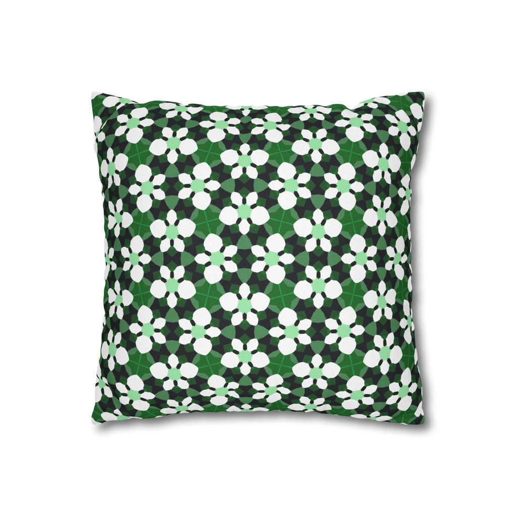 Green Retro Floral THROW PILLOW COVER— Spun Polyester Square Throw Pillow Cover