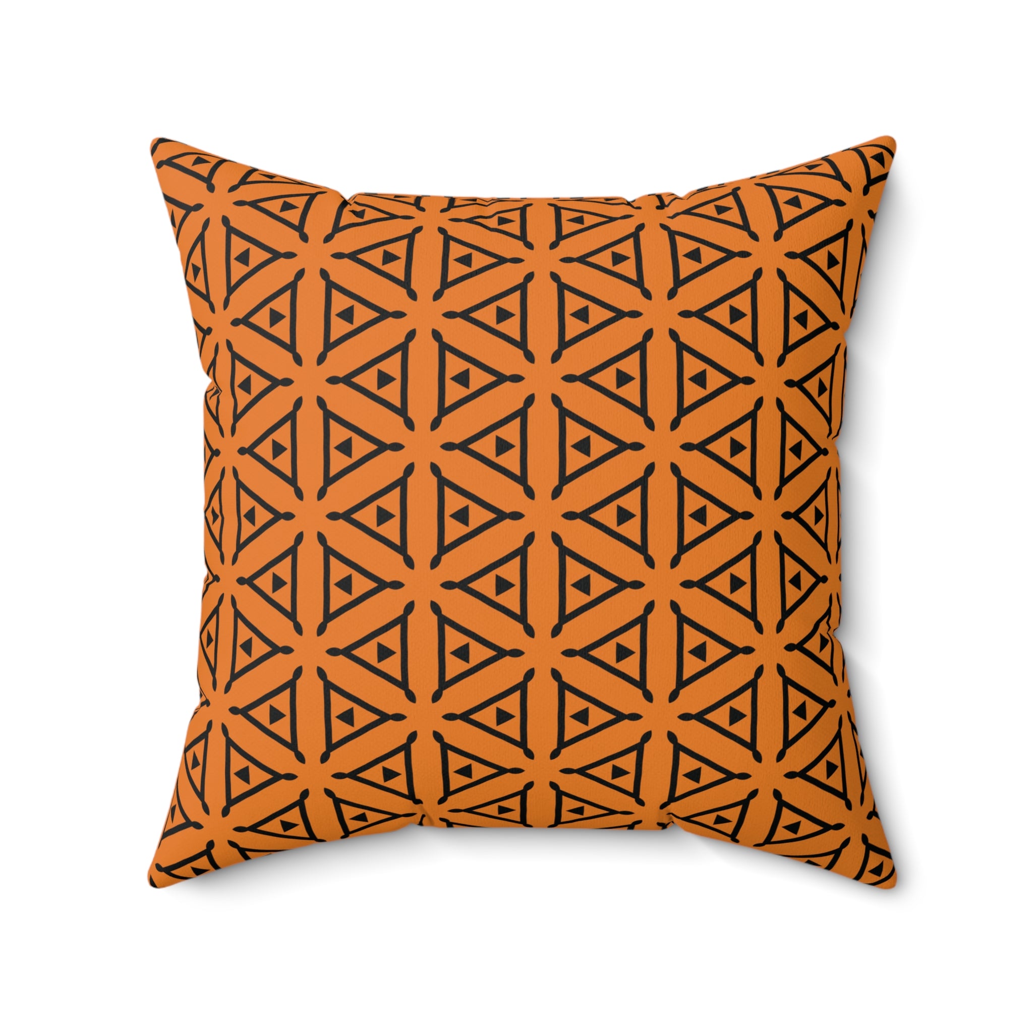 Modern Triangle Pattern Orange Throw Pillow — Geometric Decorative Cushion