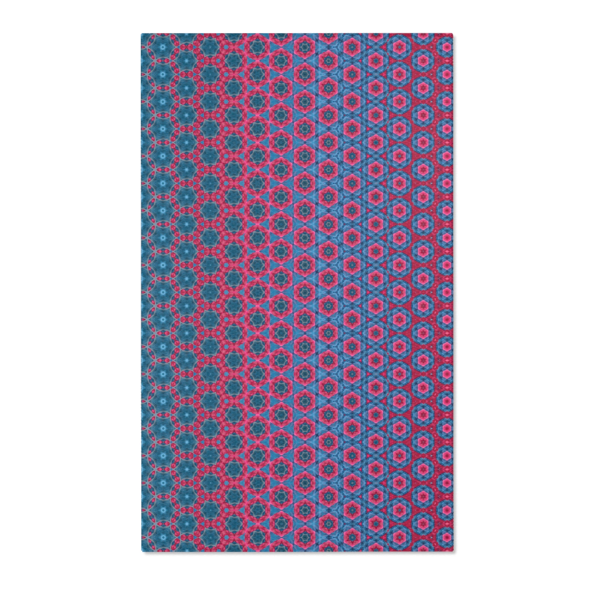 Ombre Boho Area Rug — Pink & Teal Mosaic Pattern