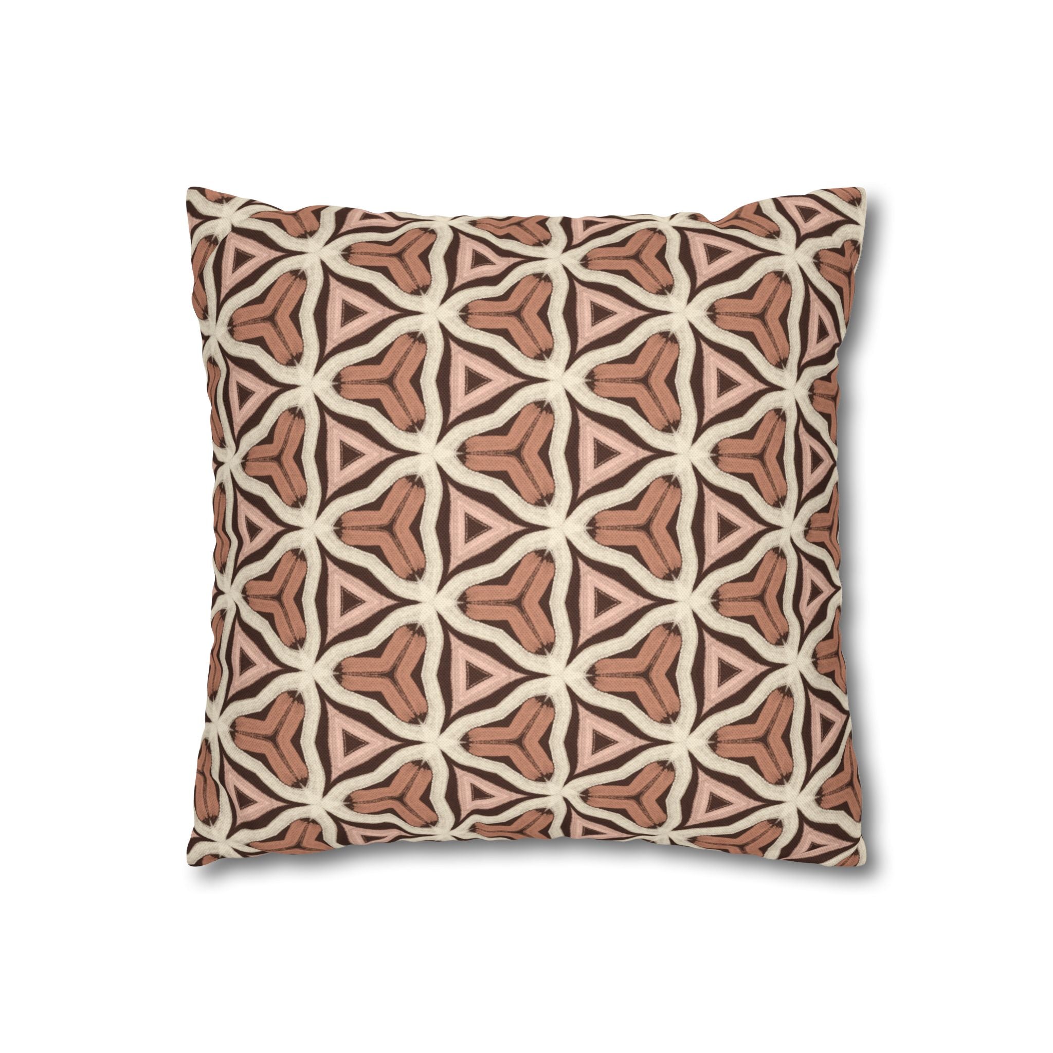 Earth Tone Tribal Pattern Decorative THROW PILLOW COVER — Spun Polyester Square Pillowcase