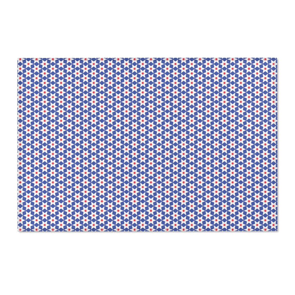Independence Day Stars Red White and Blue Pattern Area Rug – Red, White & Blue Geometric Floor Mat