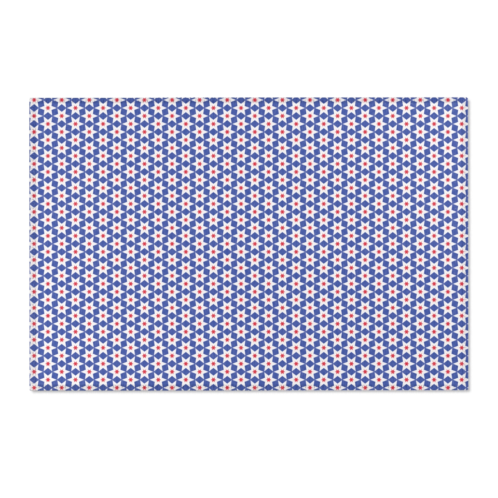 Independence Day Stars Red White and Blue Pattern Area Rug – Red, White & Blue Geometric Floor Mat