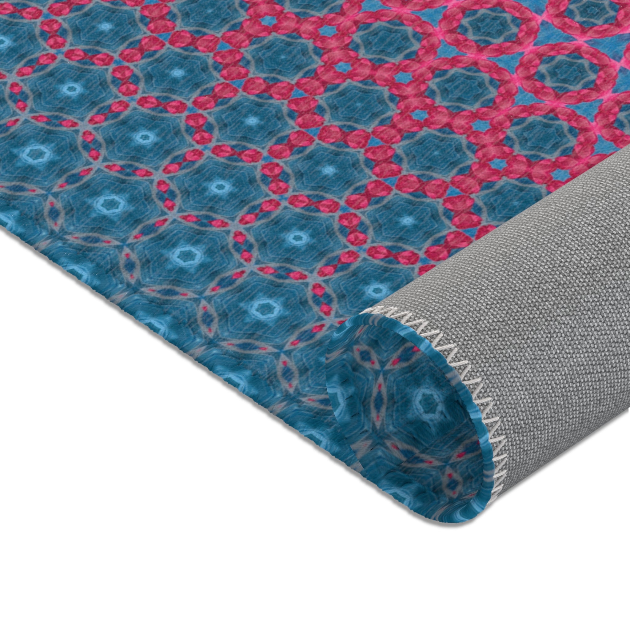Ombre Boho Area Rug — Pink & Teal Mosaic Pattern