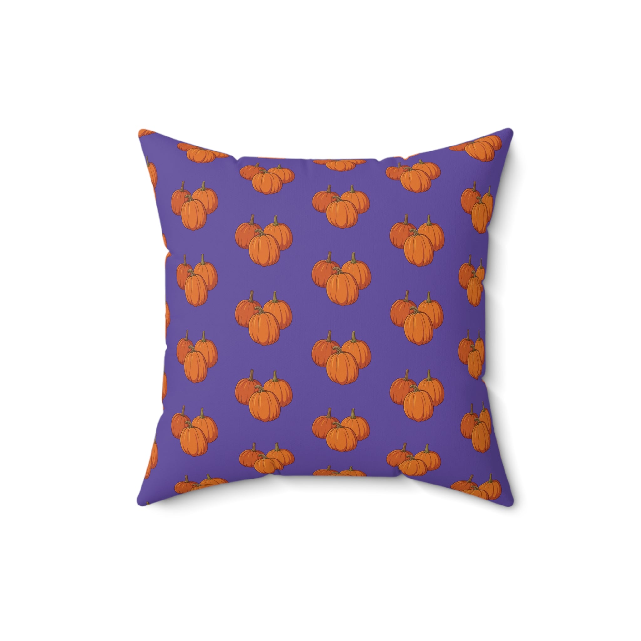 Purple Autumn Pumpkin Pattern Pillow - Purple Spun Polyester Decorative Cushion