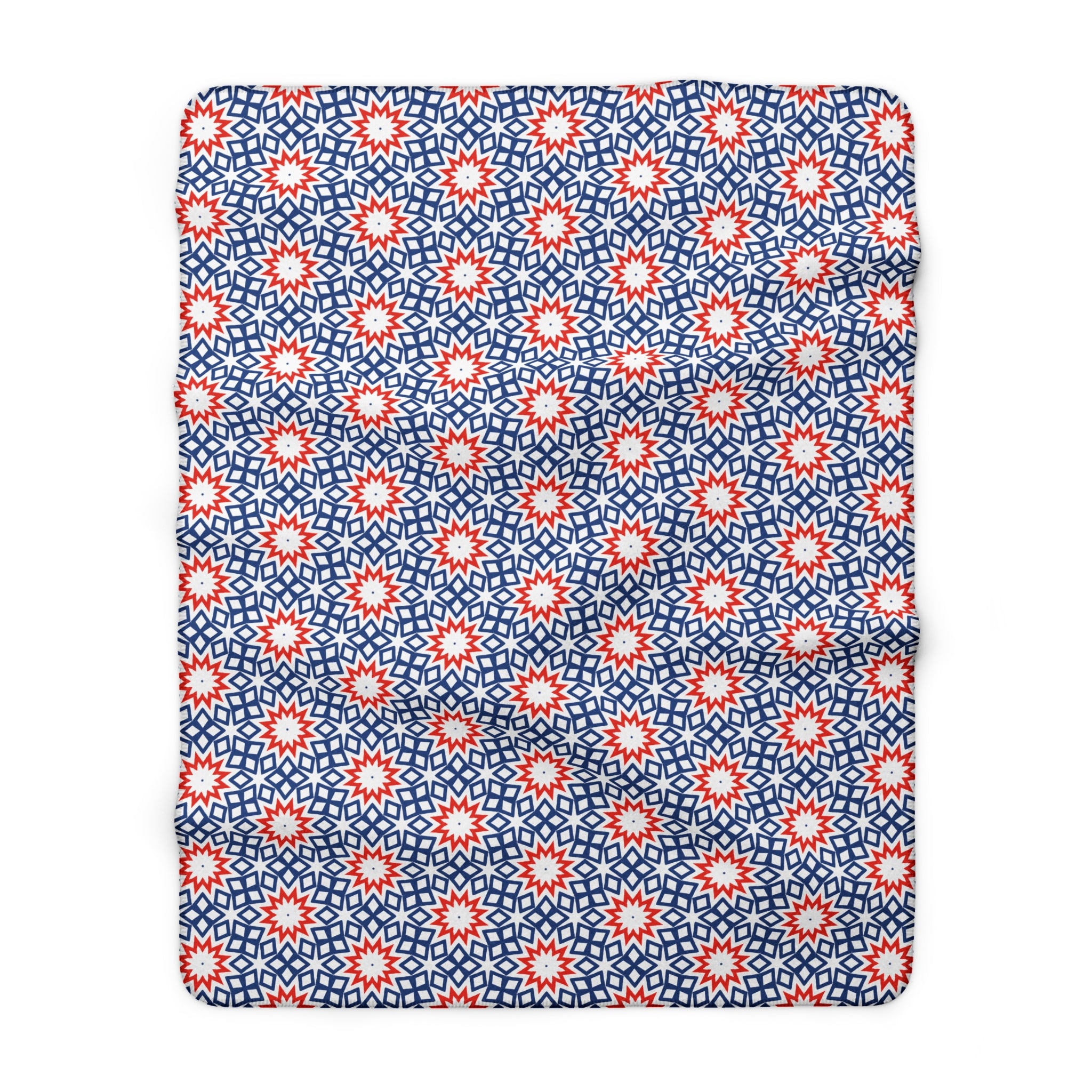 Fourth of July Red White & Blue Sherpa Fleece Blanket — Patriotic USA Cozy Throw